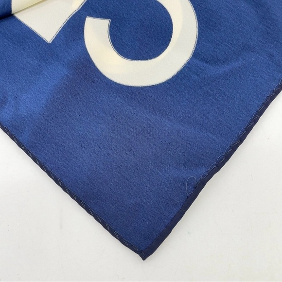 Chanel Navy White Mademoiselle Gripoix Silk Scarf - Picture 10 of 16